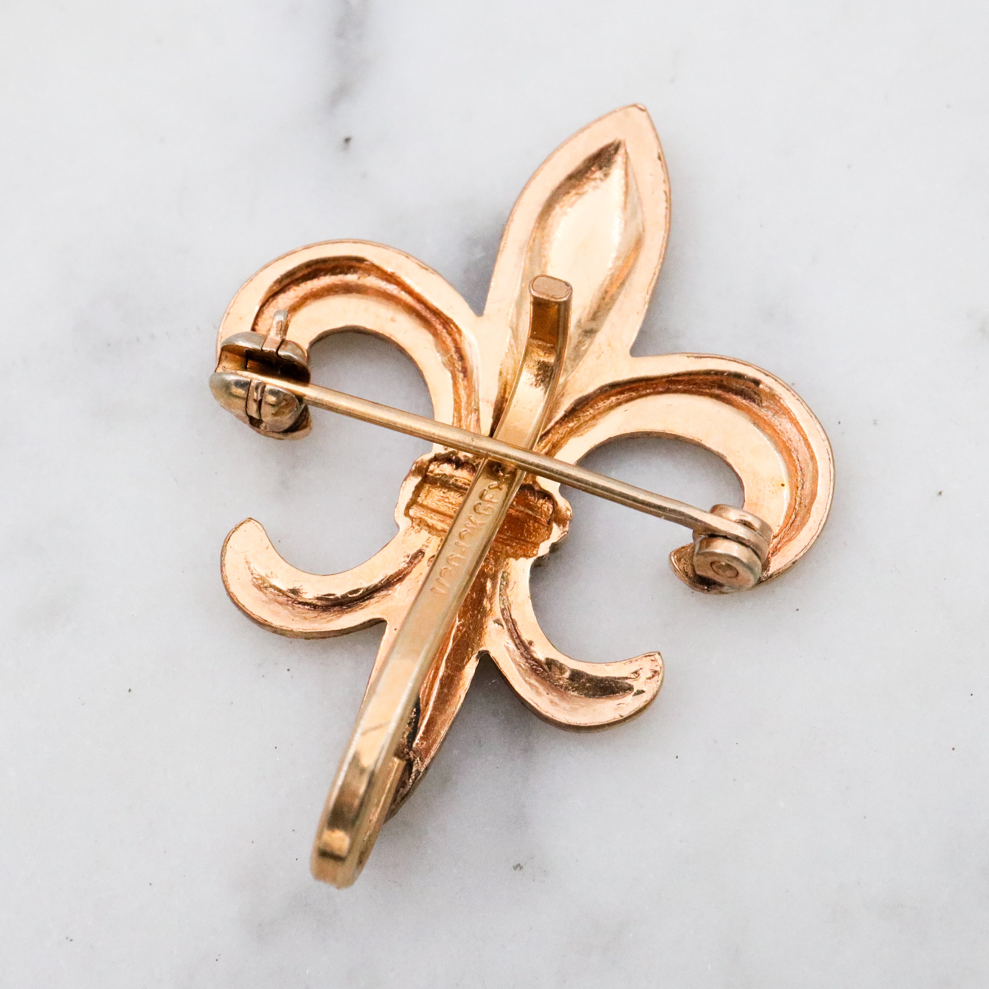 Antique Victorian gold filled fleur de lis watch clip pin